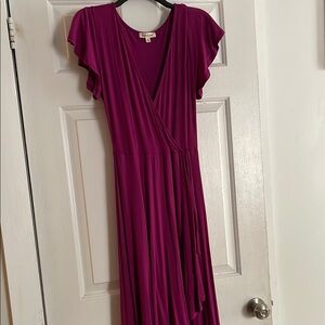 Rolla Coster Pink Maxi Wrap Dress with Flutter Sleeves